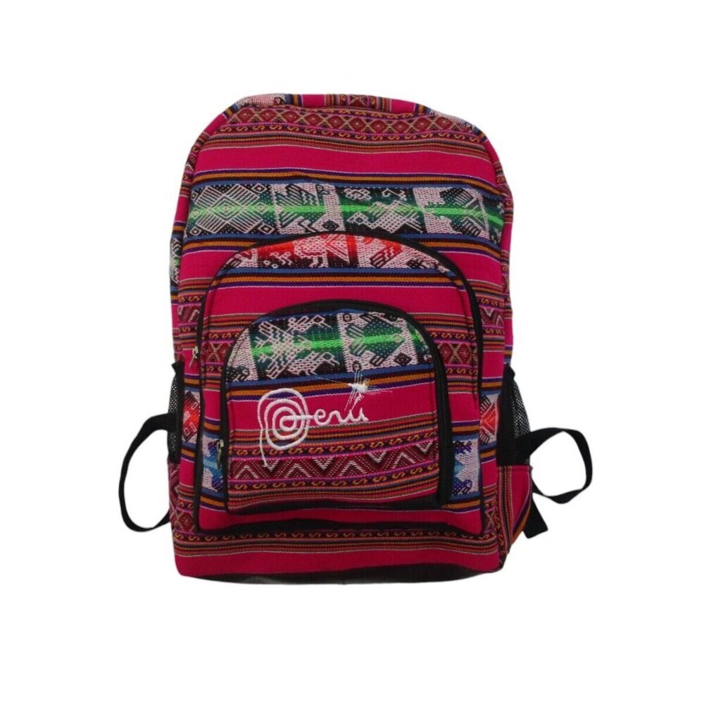 Deri Backpack Peru Womens Multicolor color Print Fabric Adjustable Straps Zipper